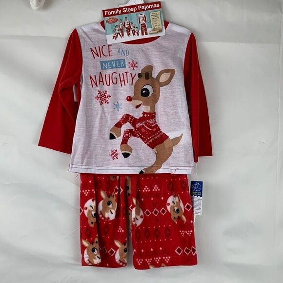 Rudolph Red-Nosed Reindeer toddler Holiday Sleep Pajamas - Picture 2 of 12